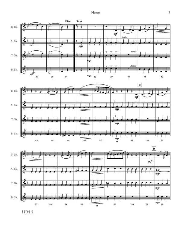 p-35-Schubert-Minuet-D334-Score-Page-3.jpg SATB Sax Quartet | Minuet D.334 by Schubert