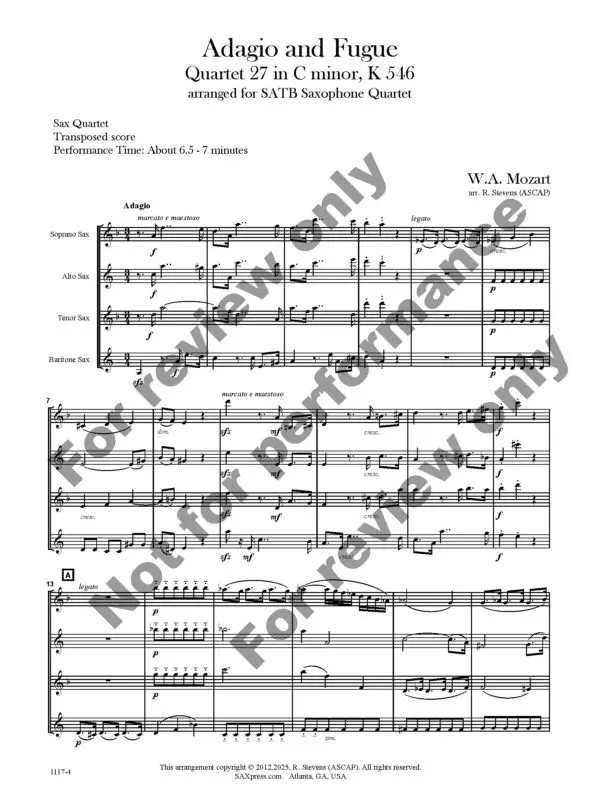 1117-4 MOZART - Adagio and Fugue 05 Adagio and Fugue in C minor, K546