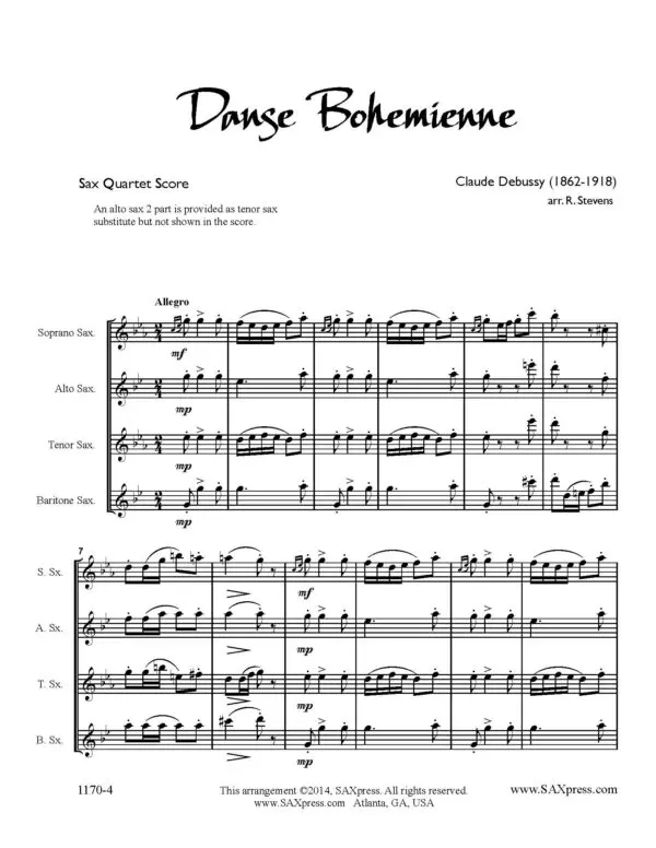 1170-4 Debussy Danse Bohemienne Sax Quartet Page_2 Danse Bohémienne