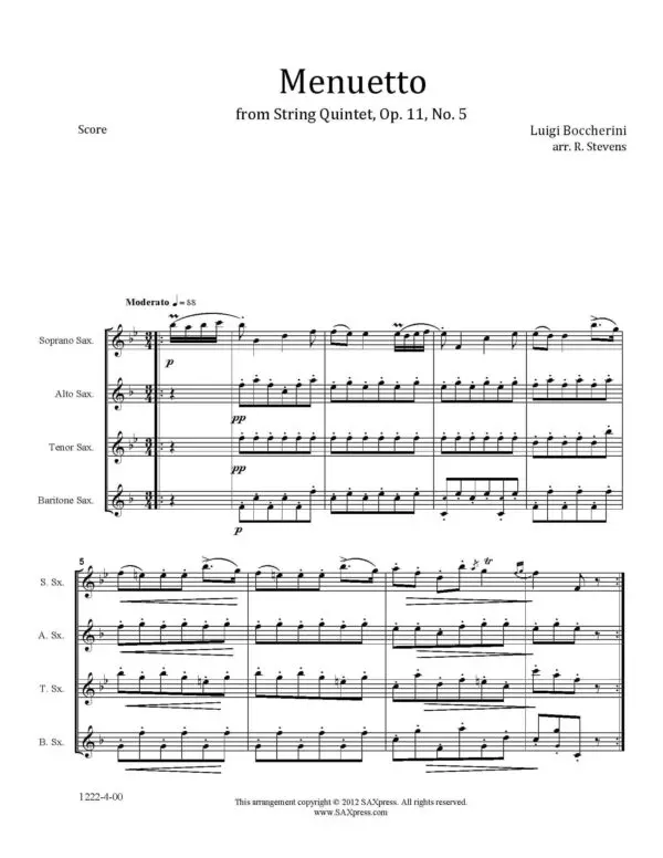 1222-4 Boccherini Minuet -00- SCORE_Page_1 Menuetto by Boccherini