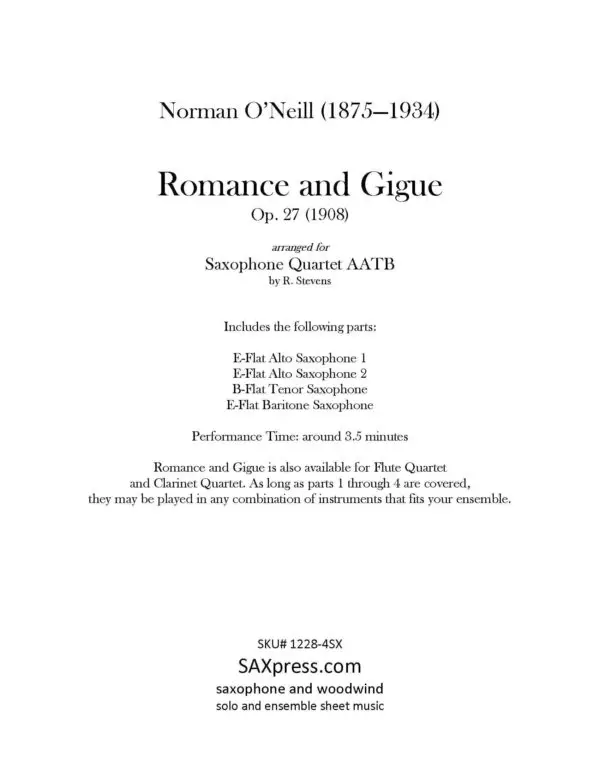 1228-4 - ONeill - Romance and Gigue -_Page_03 Romance and Gigue | Saxophone Quartet