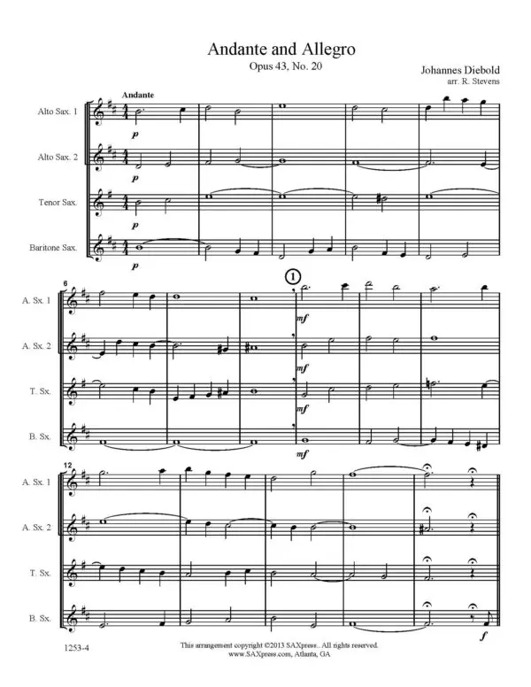 1253-4 Diebold Andante and Allegro - Andante Sample Andante and Allegro