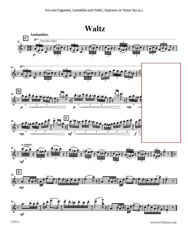 1279-1 Paganini Cantabile and Waltz 01 Soprano or Tenor Sax_Page_2 Cantabile and Waltz