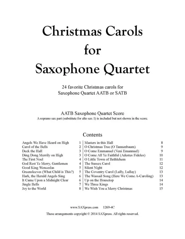 Christmas Carols for Saxophone Quartet Vol 1_Page_03 Christmas Carols for Saxophone Quartet Volume 1