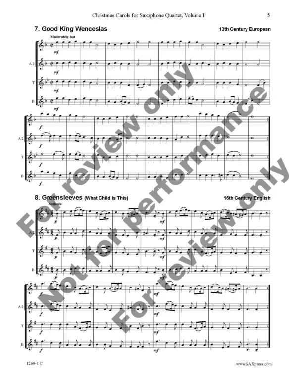 Christmas Carols for Saxophone Quartet Vol 1_Page_09 Christmas Carols for Saxophone Quartet Volume 1