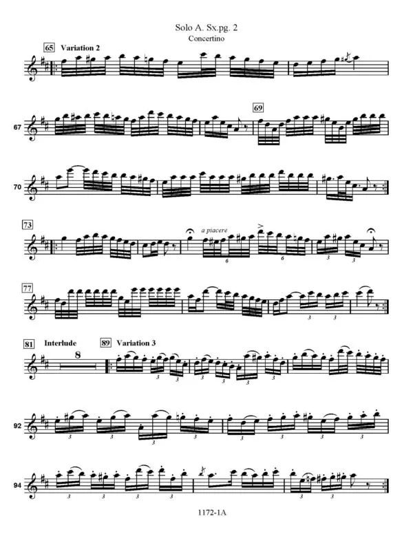 Donizetti Concertino Solo Alto Sax. Sample (2) Concertino for Saxophone