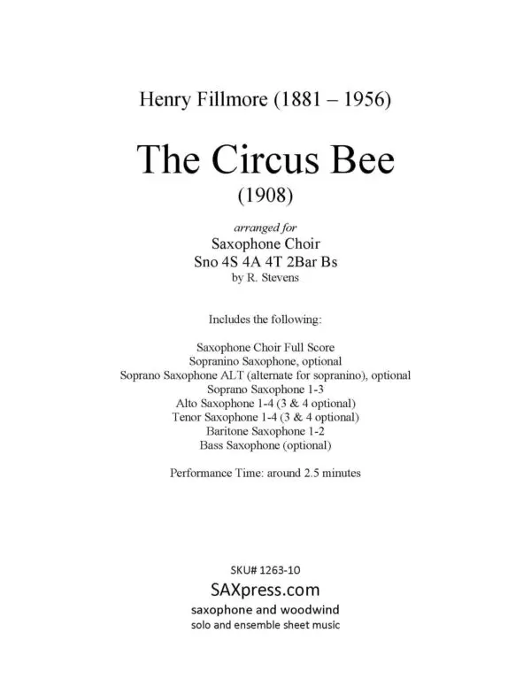 FILLMORE - The Circus Bee - Sax Choir_Page_03 The Circus Bee - Saxophone Choir