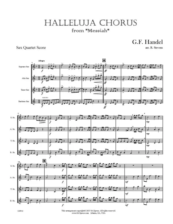 Halleluja Chorus Saxophone Quartet