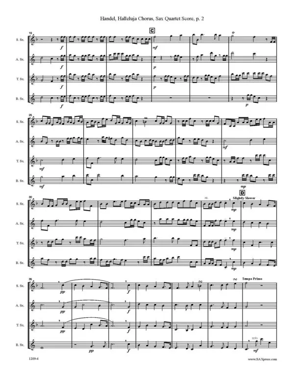 Halleluja Chorus Saxophone Quartet