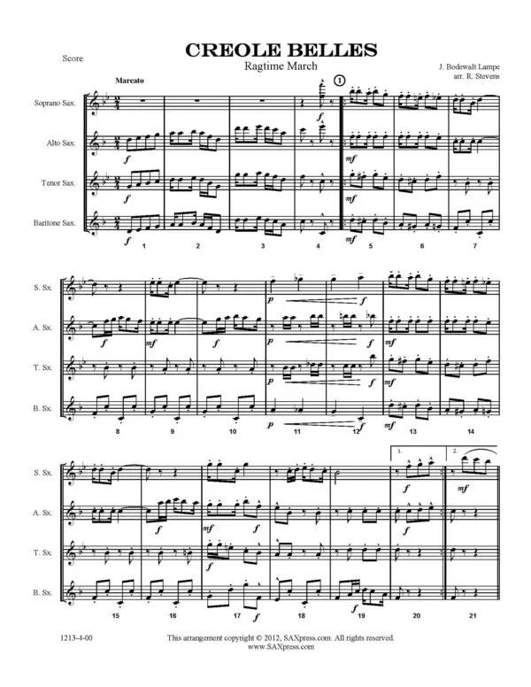 Lampe Creole Belles Rag -00- Score_Page_1 Creole Belles