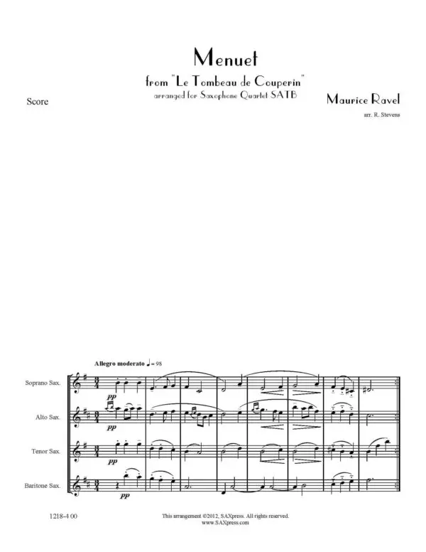 Menuet Le Tombeau de Couperin Sample_Page_01 Menuet from Le Tombeau de Couperin