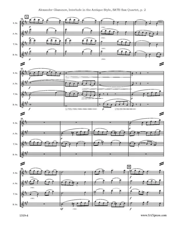 SAMPLE SCORE image 1319-4 Glazunov Interlude in Antique Style_Page_2 Interlude in Ancient Style