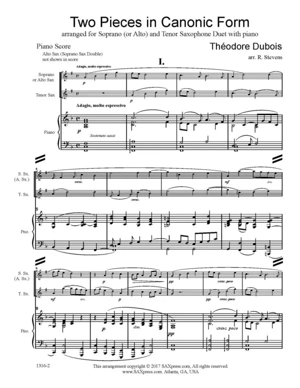 Sample score image 1316-2 Dubois Two Pieces in Canonic Form_Page_1 Two Pieces in Canonic Form | Theodore Dubois