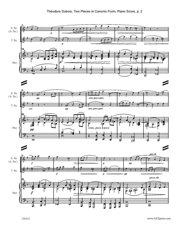 Sample score image 1316-2 Dubois Two Pieces in Canonic Form_Page_2 Two Pieces in Canonic Form | Theodore Dubois
