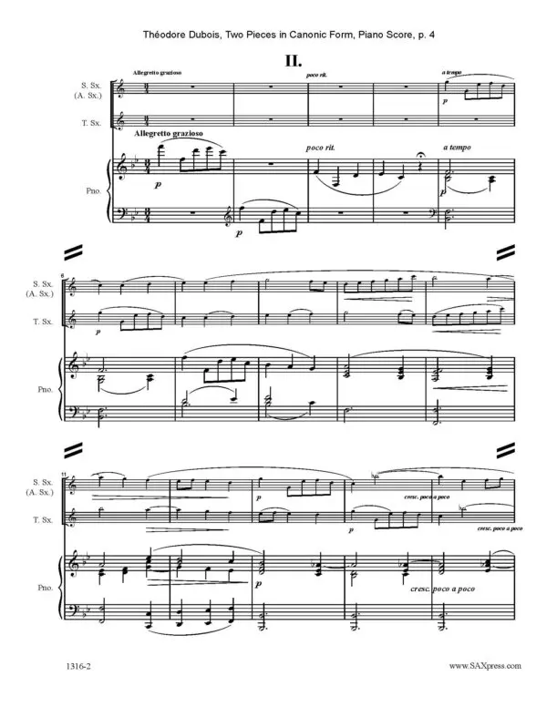 Sample score image 1316-2 Dubois Two Pieces in Canonic Form_Page_4 Two Pieces in Canonic Form | Theodore Dubois