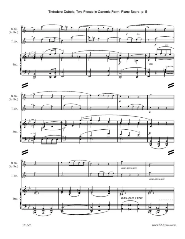 Sample score image 1316-2 Dubois Two Pieces in Canonic Form_Page_5 Two Pieces in Canonic Form | Theodore Dubois