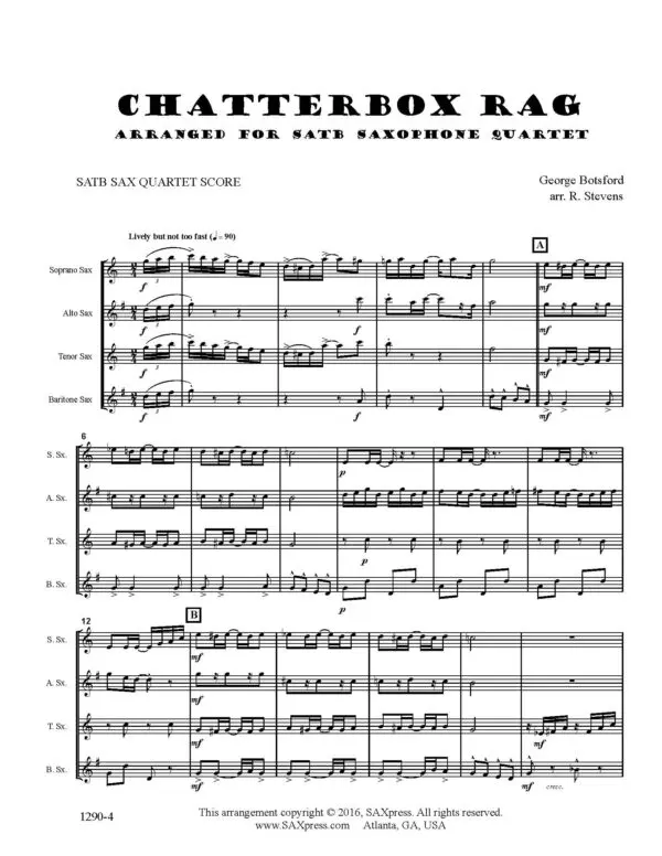 1290-4 Botsford Chatterbox Rag 00 Sax Quartet Score_Page_1 Chatterbox Rag | Sax Quartet