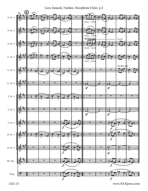 SAMPLE 1321-11 Janacek Sinfonietta Fanfare from Sinfonietta page 2 Fanfare from Sinfonietta Saxophone Choir
