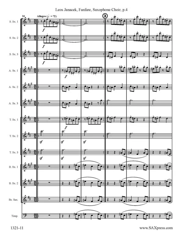 SAMPLE 1321-11 Janacek Sinfonietta Fanfare from Sinfonietta page 4 Fanfare from Sinfonietta Saxophone Choir