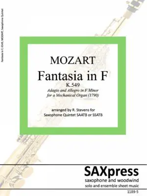 1189-5 MOZART Fantasia in F K594 -COVER Fantasia In F, K. 549
