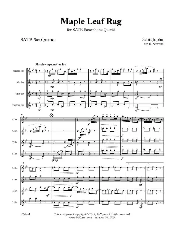 1296-4 Joplin Maple Leaf Rag - 00 - SCORE saxes_Page_3 Maple Leaf Rag Sax Quartet