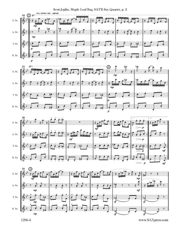 1296-4 Joplin Maple Leaf Rag - 00 - SCORE saxes_Page_4 Maple Leaf Rag Sax Quartet