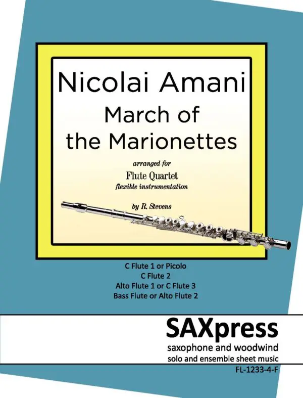FL-1233-4-F AMANI March of the Marionettes COVER March of the Marionettes | Flute Quartet