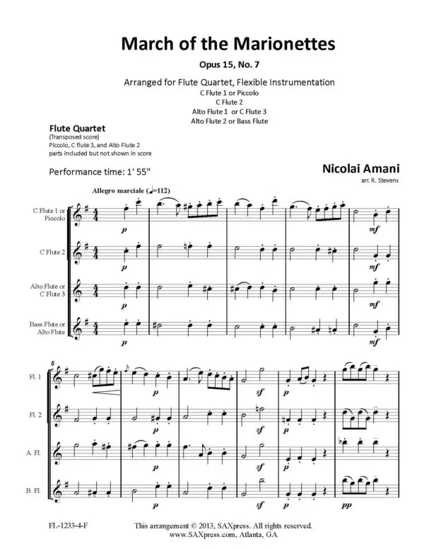 FL-1233-4-F AMANI March of the Marionettes_Page_3 March of the Marionettes | Flute Quartet