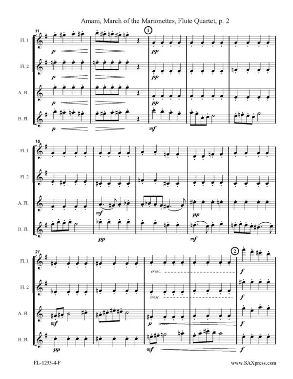 FL-1233-4-F AMANI March of the Marionettes_Page_4 March of the Marionettes | Flute Quartet