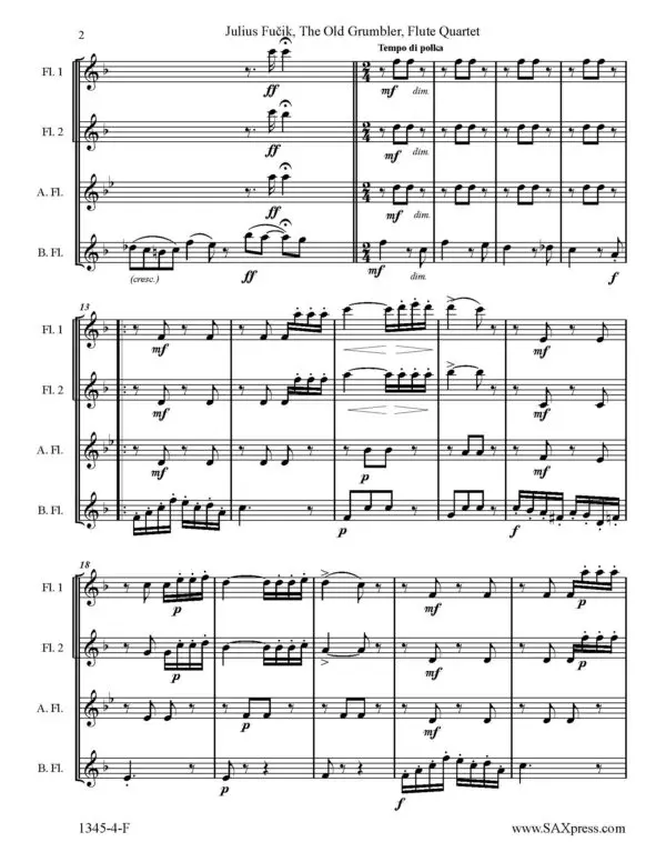 SAMPLE1345-4-F FUCIK The old grumbler Flute Quartet Score_Page_04 The Old Grumbler | Flute Quartet