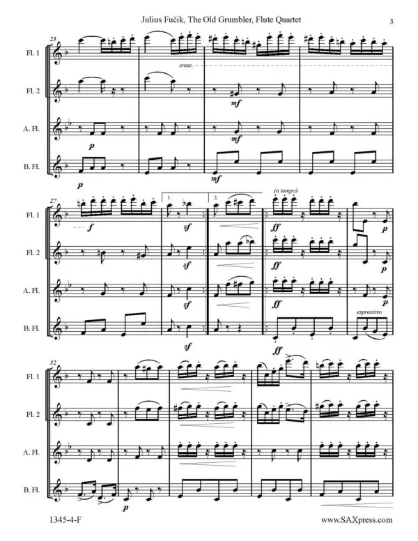 SAMPLE1345-4-F FUCIK The old grumbler Flute Quartet Score_Page_05 The Old Grumbler | Flute Quartet