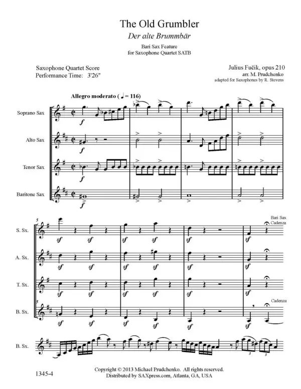 The Old Grumbler | Sax Quartet