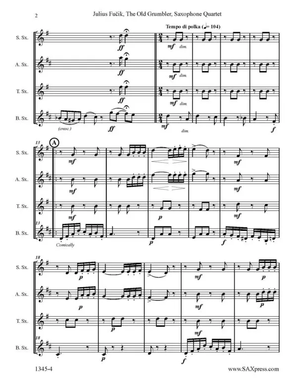 The Old Grumbler | Sax Quartet