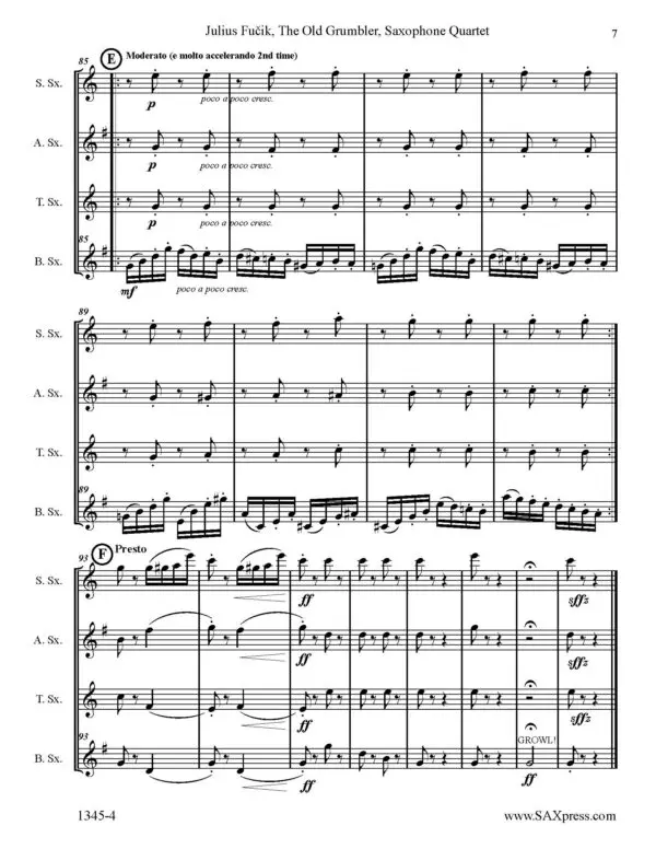 The Old Grumbler | Sax Quartet