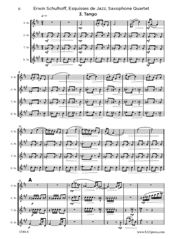 1344-4 Schulhoff Six Jazz Scenes_Page_09 Esquisses de Jazz | Sax Quartet