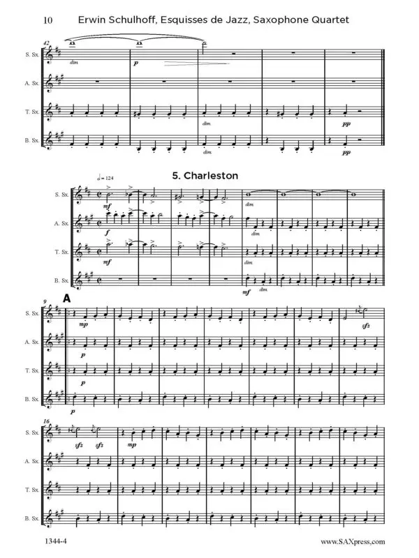 1344-4 Schulhoff Six Jazz Scenes_Page_13 Esquisses de Jazz | Sax Quartet