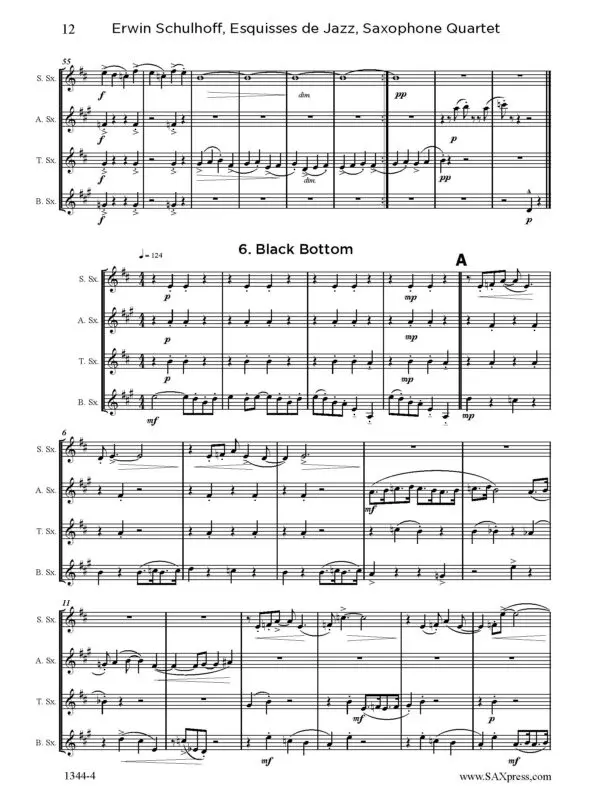 1344-4 Schulhoff Six Jazz Scenes_Page_15 Esquisses de Jazz | Sax Quartet