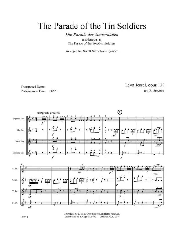 1349-4 JESSEL The Parade of the Tin Soldiers Sax Quartet -00- SCORE_Page_1 The Parade of the Tin Soldiers