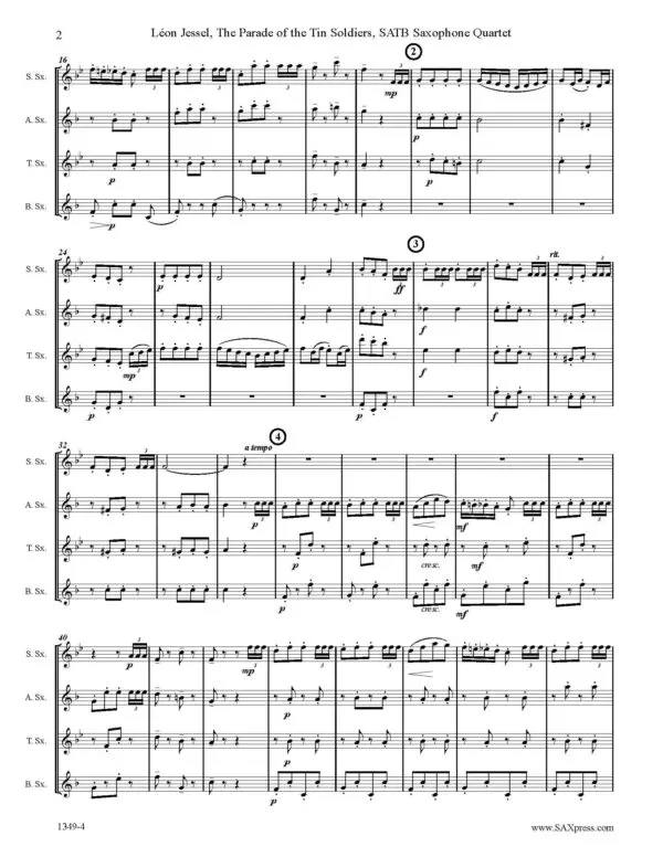 1349-4 JESSEL The Parade of the Tin Soldiers Sax Quartet -00- SCORE_Page_2 The Parade of the Tin Soldiers