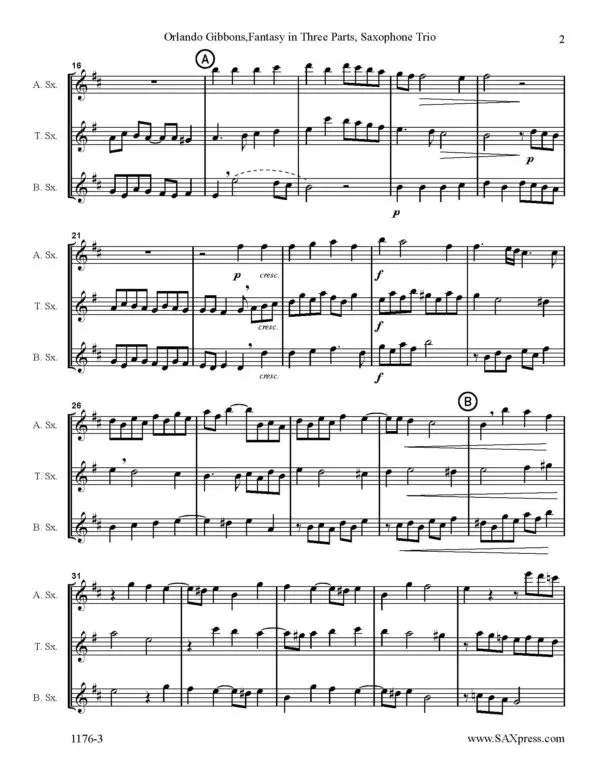 SAMPLE score image 2 1176-3 Gibbons Fantasy in Three Parts Fantasy in Three Parts | Sax Trio