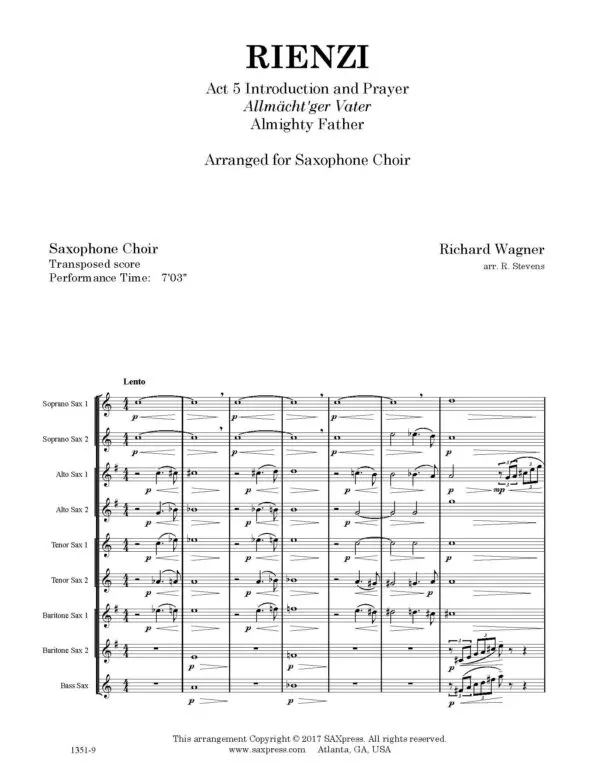 1351-9 WAGNER Rienzi Act 5 Introduction Sax Choir_Page_03 Introduction and Prayer from Rienzi