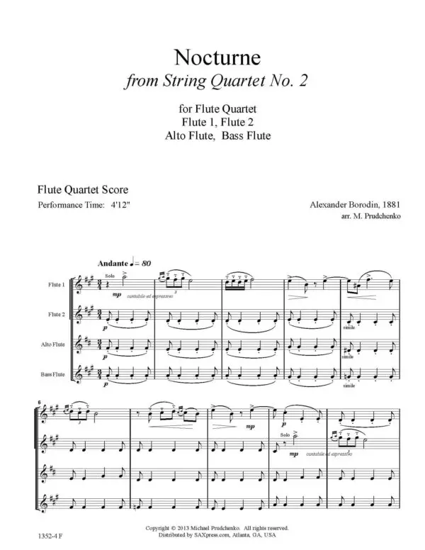 1352-4 F BORODIN nocturne FLQuartet 00 SCORE_Page_05 Nocturne | Flute Quartet