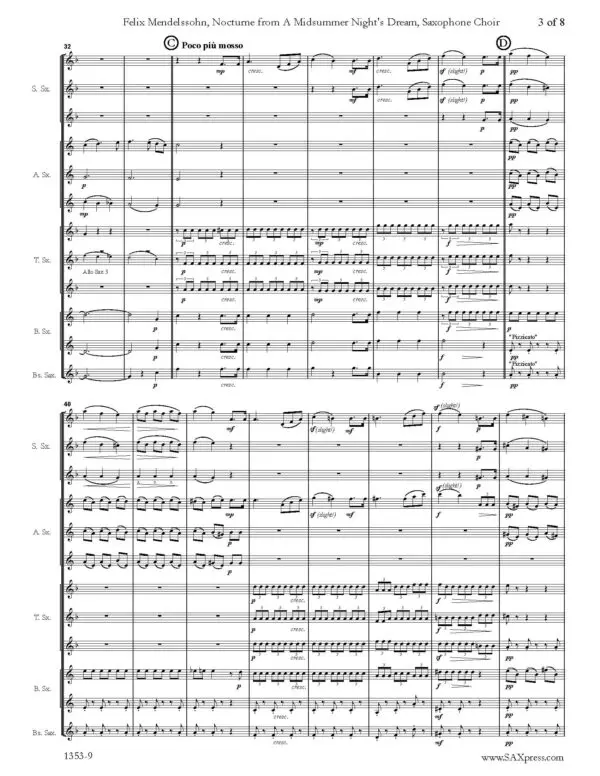 1353-9 MENDELSSOHN Notturno from Midsummer Nights Dream 00 SCORE_Page_07 Nocturne from A Midsummer Night's Dream | Mendelssohn | Saxophone Choir