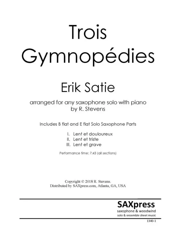 1340-1 SATIE Trois Gymnopedies Any Sax Solo_Page_03 Trois Gymnopedies | Satie | Sax Solo