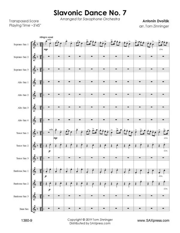 Dvorak - Slavonic Dance No.7 - 00 score_Page_05 Slavonic Dance No. 7 | Dvořák | Saxophone Choir