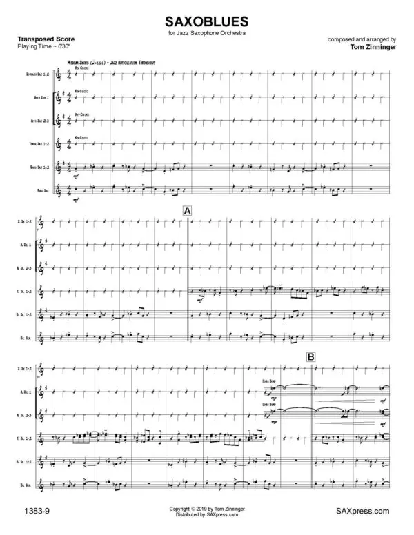 Zinninger - Saxoblues -00- transposed score_Page_05 Saxoblues | Jazz Saxophone Orchestra