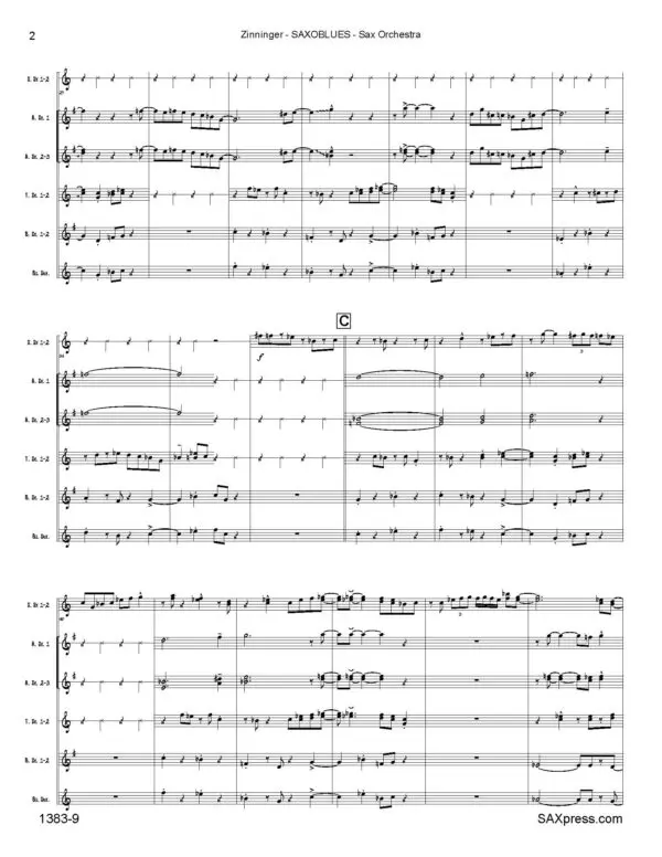 Zinninger - Saxoblues -00- transposed score_Page_06 Saxoblues | Jazz Saxophone Orchestra