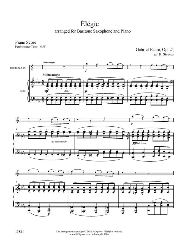Élégie | Fauré | Bari Sax Solo