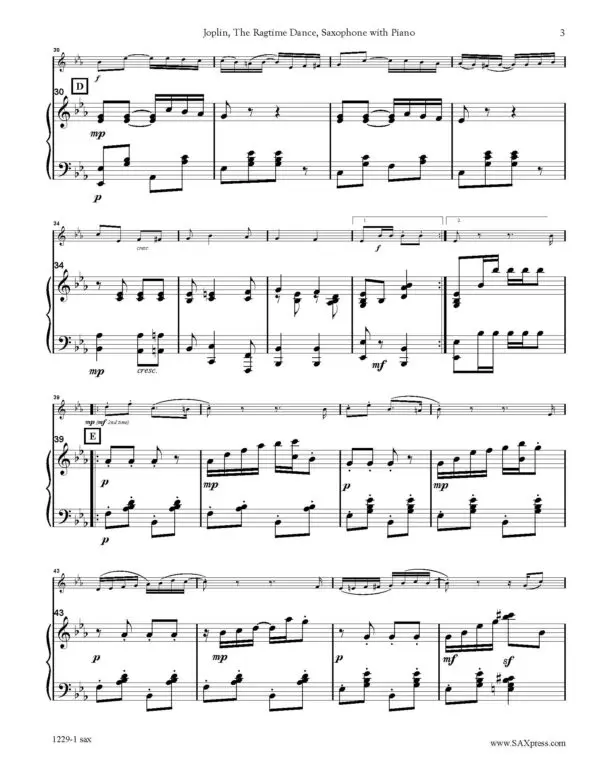 1229-1 sax JOPLIN The Ragtime Dance_Page_3 The Ragtime Dance | Saxophone Solo