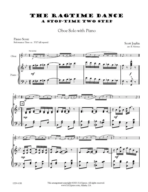 1229-1ob JOPLIN The Ragtime Dance OBOE SOLO with piano_Page_03 The Ragtime Dance | Oboe Solo